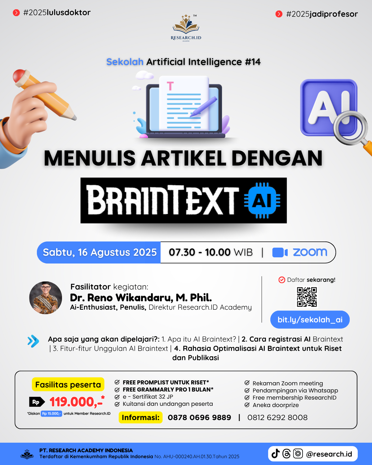 Sekolah Artificial Intelligence#14 : Menulis Artikel dengan Braintext AI